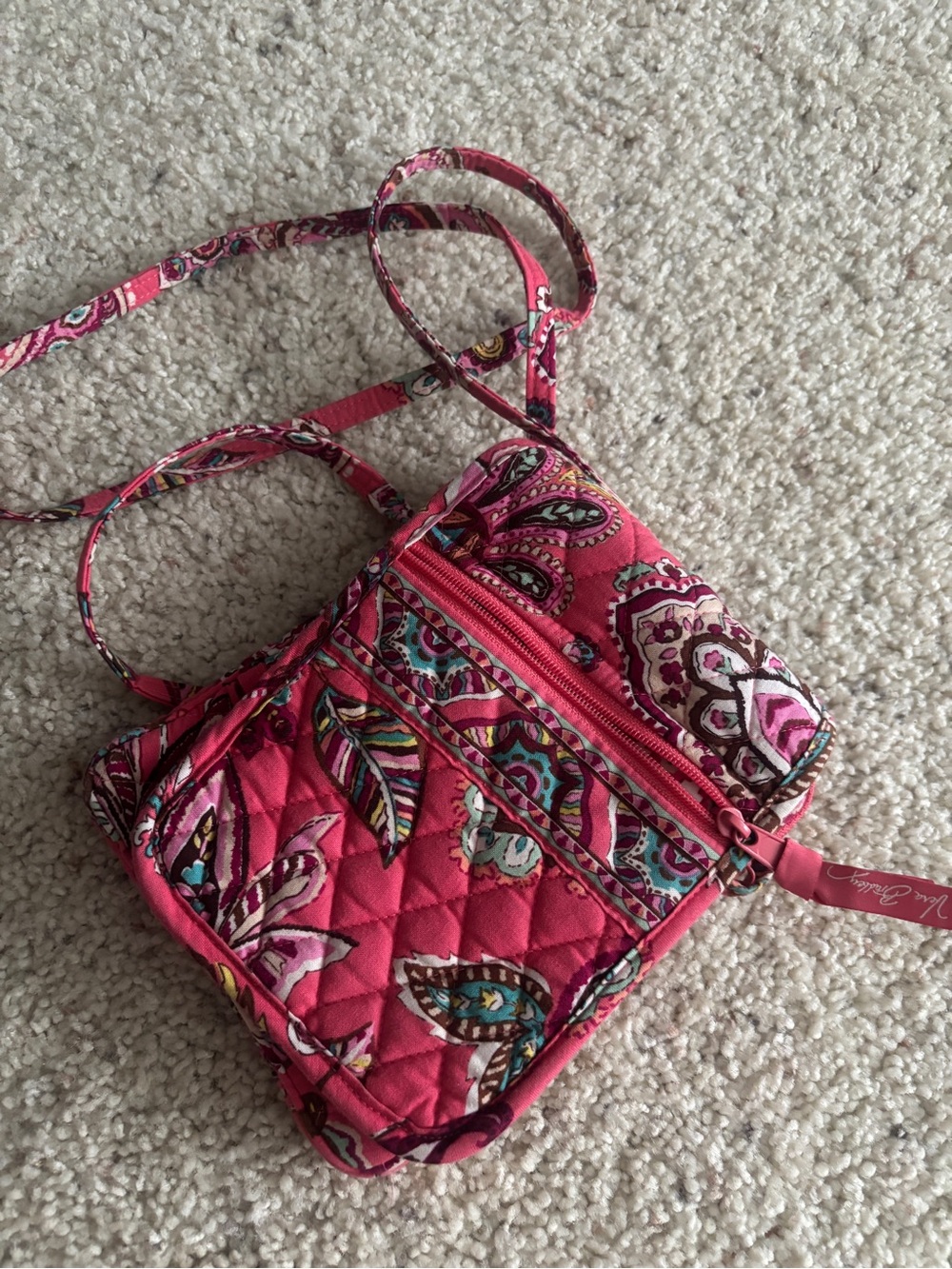 Vera Bradley Cotton Hipster Shoulder Bag Call Me Coral Retired Pattern EUC